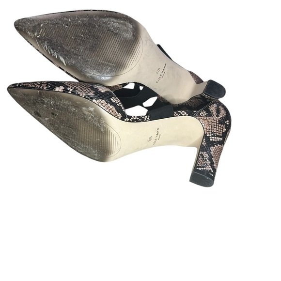 COLE HAAN Grand Series Snakeskin Heels Criss Cross Straps, in Brown - Size 7.5 - Picture 6 of 7
